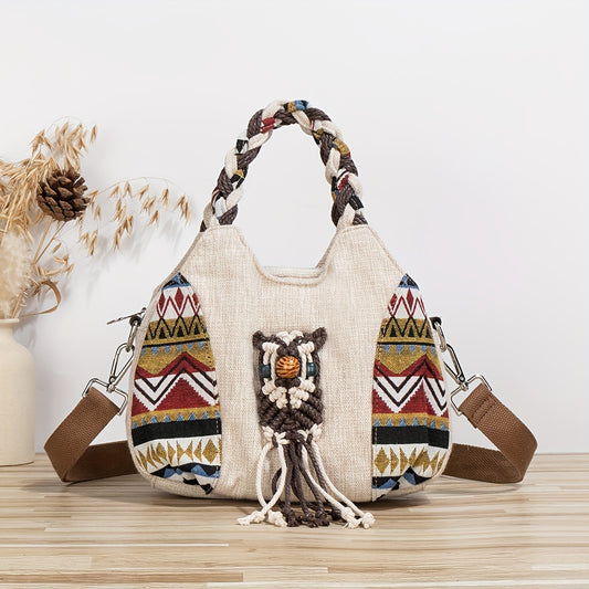 Bohemian Style Woven Owl Pattern Women's Crossbody Bag