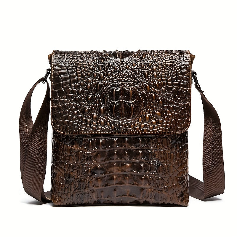 Men's Crocodile Pattern Genuine Leather Shoulder Bag