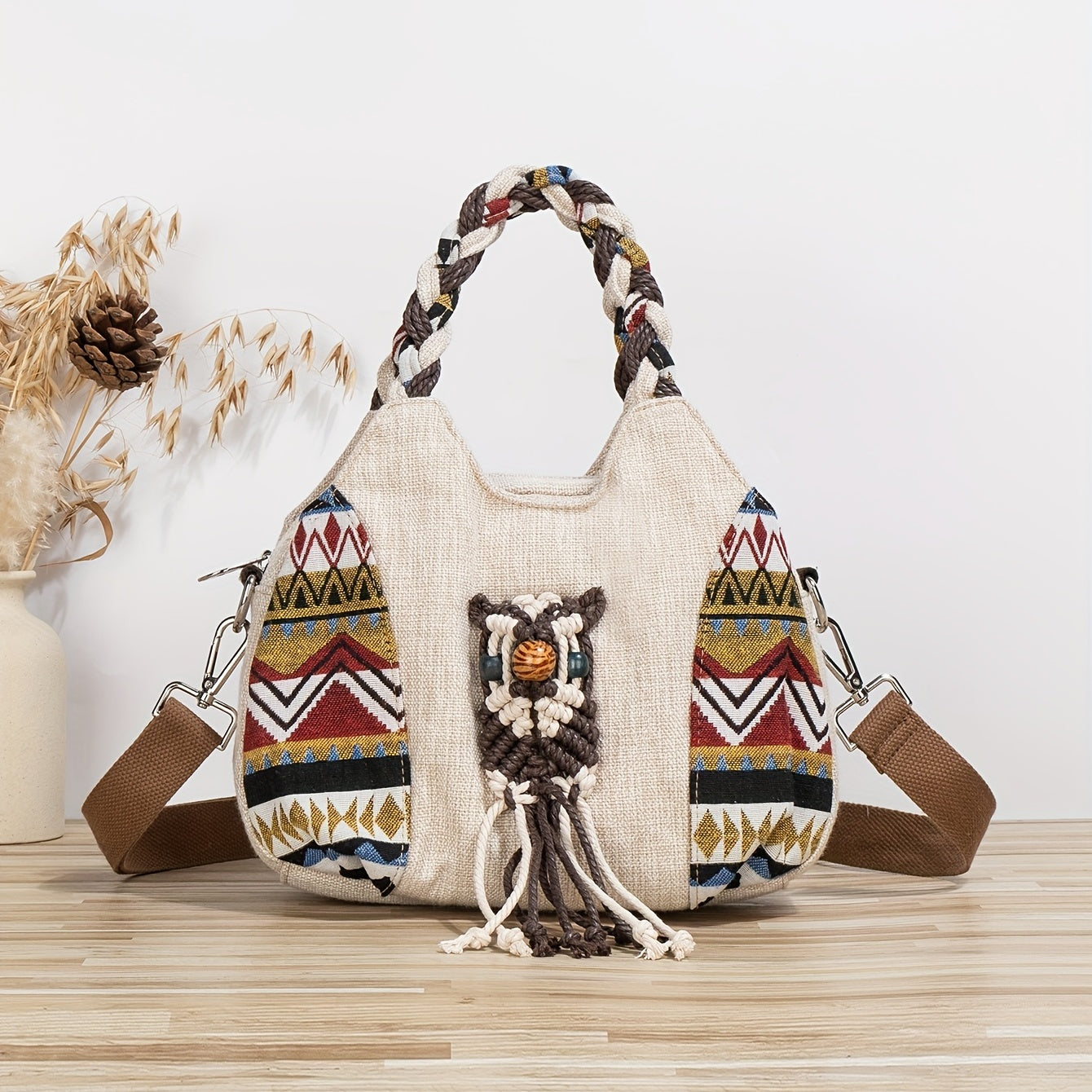 Bohemian Style Woven Owl Pattern Women's Crossbody Bag